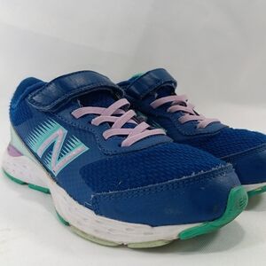 New Balance 680 V6 Sneakers Girls Size 1 Blue Violet Hook And Loop Closure